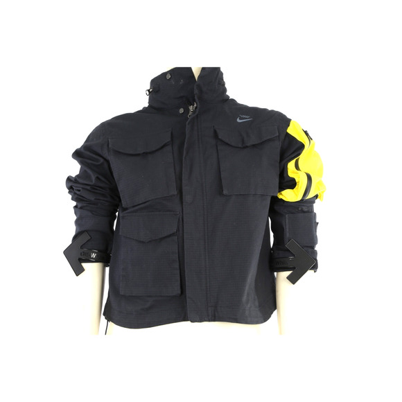NIKE x OFF WHITE Black Yellow Running Jacket Size S - Picture 1 of 16